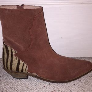 Free People Rust Suede Zebra Calf Bootie